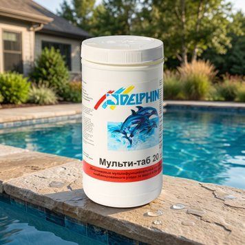 Таблетований хлор Delphin Мультитаб 20 1 кг по 20 г для тривалої дезінфекції води в басейні 0508001D фото