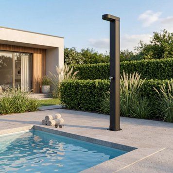 Літній душ AstralPool Angel Solar 30 л антрацит RAL-7021 213 см алюмінієвий для дачі та басейну 56932 фото