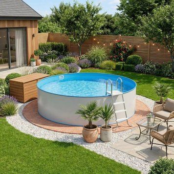 Немецкий морозостойкий бассейн Hobby Pool Milano круглый, 800x150 см, лайнер 0.8 мм, 65 м&sup3; Col80158 фото