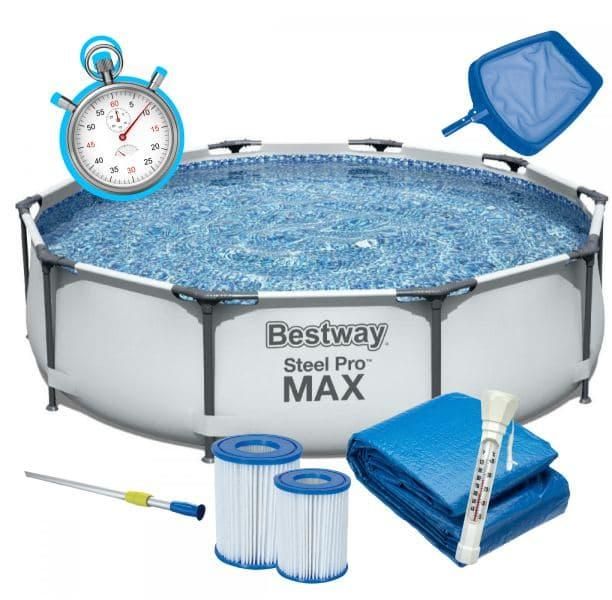 Каркасный бассейн Bestway Steel Pro Max 56420 (366 x 122 см), с программатором, комплектом для уборки и химии 56428-Y фото