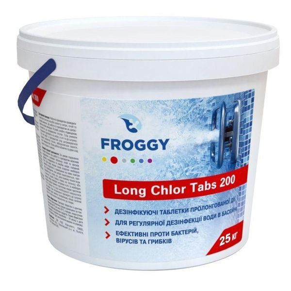 Таблетированный хлор Froggy Long Chlor Tabs 200 25 кг по 200 г для длительной дезинфекции воды в бассейне Т0500-03 фото
