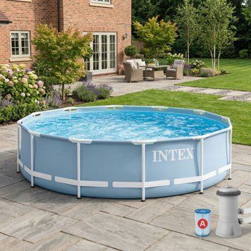 Детский бассейн каркасный Intex 26712 круглый для детей с картриджным фильтром 6,5 м&sup3; (366x76 см) 26712b фото