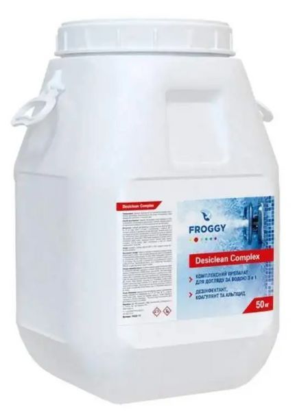 Таблетований комплекс Froggy Desiclean Complex 3 в 1 50 кг по 200 г для тривалої дезінфекції та коагуляції води в басейні T0500-08 фото