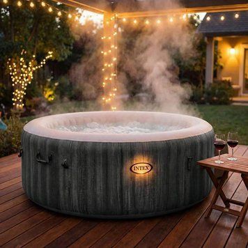 Надувний СПА-басейн Intex PureSpa 28452 аеромасаж 6-місний 239&times;239&times;71 см квадратний фільтрація і тент сірий 28442b фото