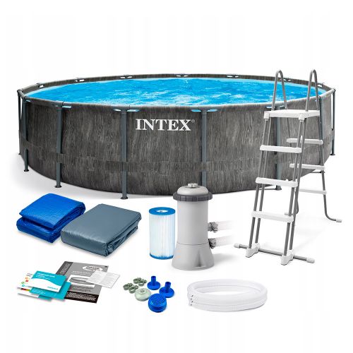 Каркасный бассейн Intex 26742 GREYWOOD (457х122 см) с картриджным фильтром, лестницей и тентом 31420 фото