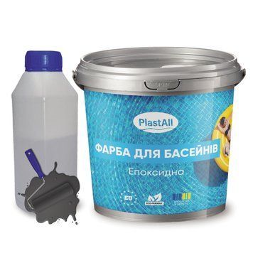 Епоксидна фарба для басейну двокомпонентна 1кг Plastall&trade; Графіт plastall Plastall Pool-1000-5 фото