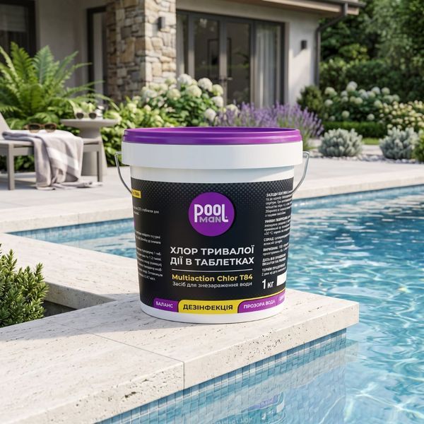 Таблетированный хлор Poolman Multiaction Chlor T84 1 кг для комплексной обработки воды в бассейне 50138Pool фото Таблетированный хлор Poolman Multiaction Chlor T84 1 кг для комплексной обработки воды в бассейне 50138Pool фото