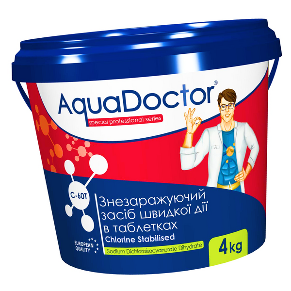 Хлор для басейну AquaDoctor C-60T 4 кг в таблетках 17451 фото