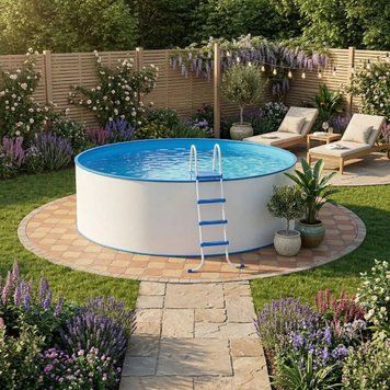 Немецкий морозостойкий бассейн Hobby Pool Milano круглый, 416x120 см, лайнер 0.8 мм, 16.5 м&sup3; Col42128 фото