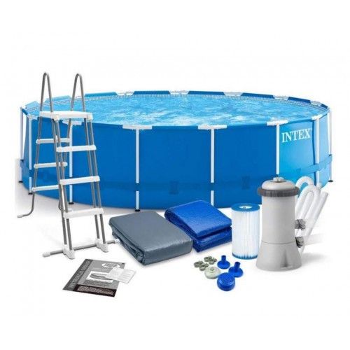 Бассейн каркасный Intex 28242 Prism Frame Pool (457x122см) с лестницей, картриджным фильтром, подстилкой и тен 28242 фото