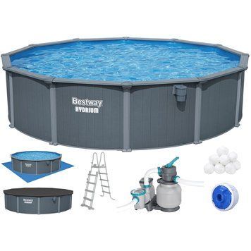 Збірний басейн Bestway Hydrium 561CS (549х132 см) з пісочним фільтром, драбиною та тентом 561CSb фото