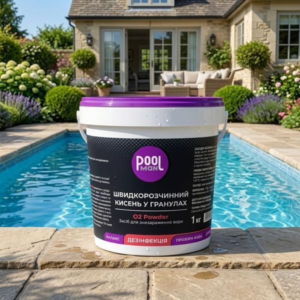 Швидкорозчинний активний кисень Poolman O2 Power 1 кг для знезараження води в басейні 50149Pool фото Швидкорозчинний активний кисень Poolman O2 Power 1 кг для знезараження води в басейні 50149Pool фото